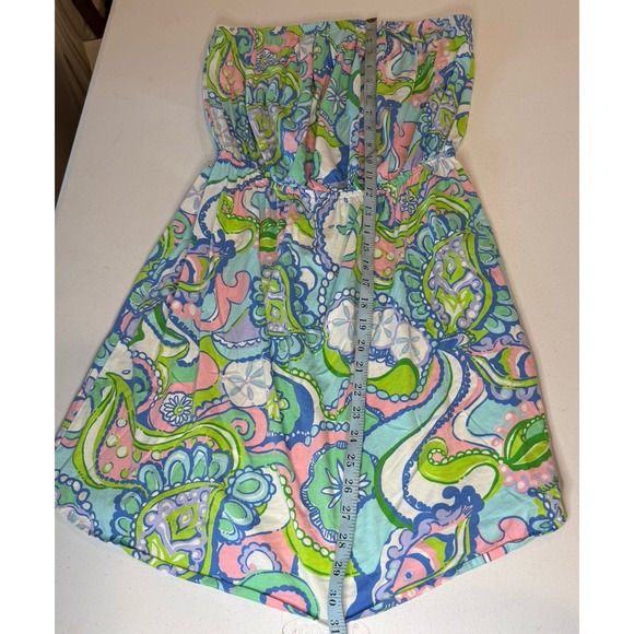Lilly Pulitzer Women's Stretch Strapless Dress Large Style 82490 Pink Blue Green - Picture 2 of 9